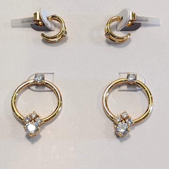 J.Crew Round Cubic Zirconia Earrings Set-of-Three - Picture 2 of 6